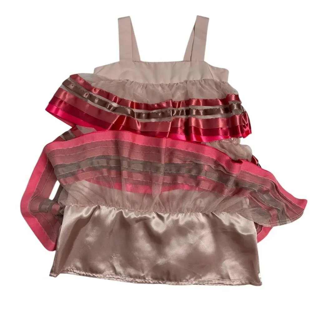 GAP BabyGAP Pink and Red Satin Layered Dress, SIZE‎ 3T